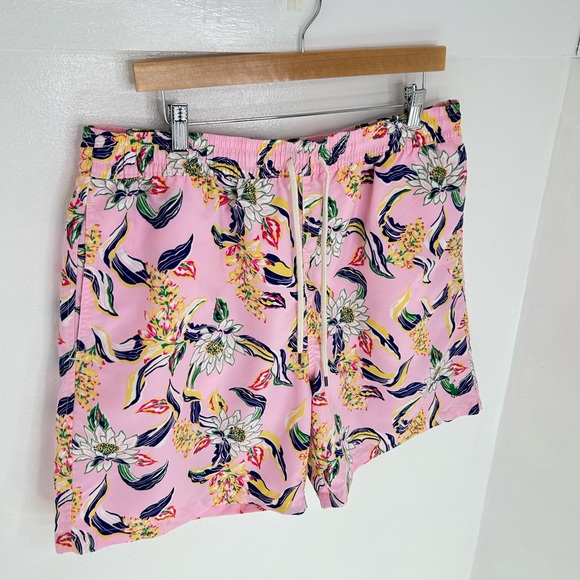 Polo Ralph Lauren Swim Trunks XXL Pink Floral Lined Resortwear Beach Shorts - Picture 4 of 13